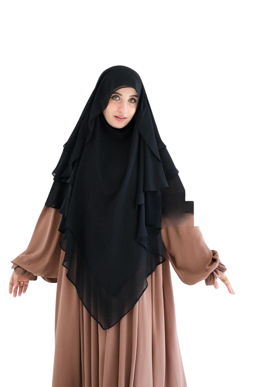 خمار شرعي أنيق بطبقات متعددة