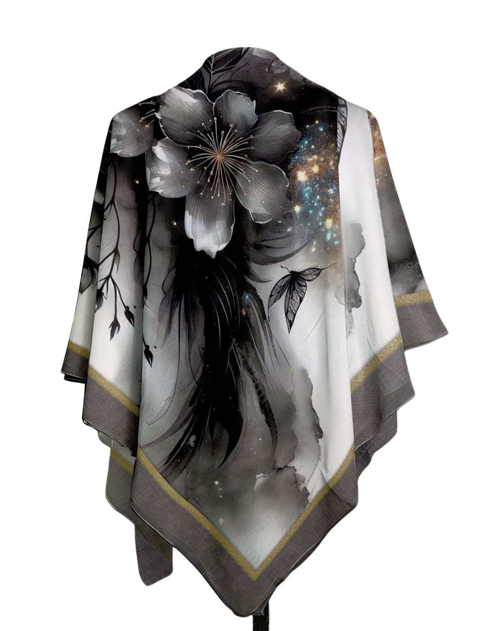 شال أنيق مطبوع بزهور فاخرة