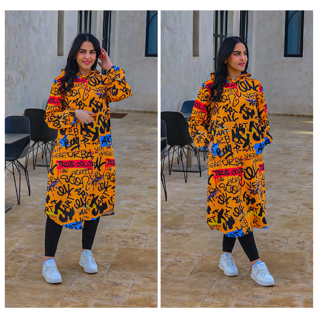 هودي نسائي أوفرسايز برسومات مرِحة – موضة 2026