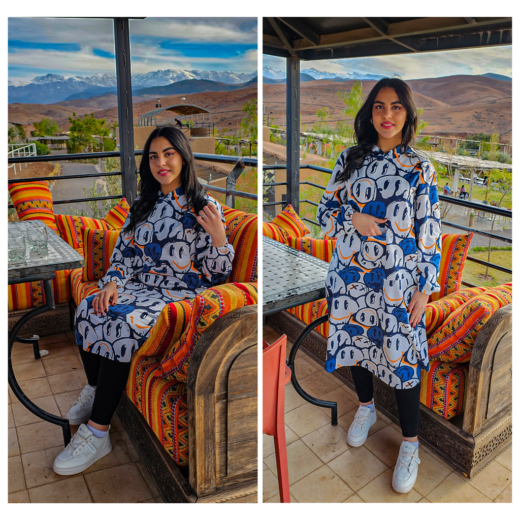 هودي نسائي أوفرسايز برسومات مرِحة – موضة 2026