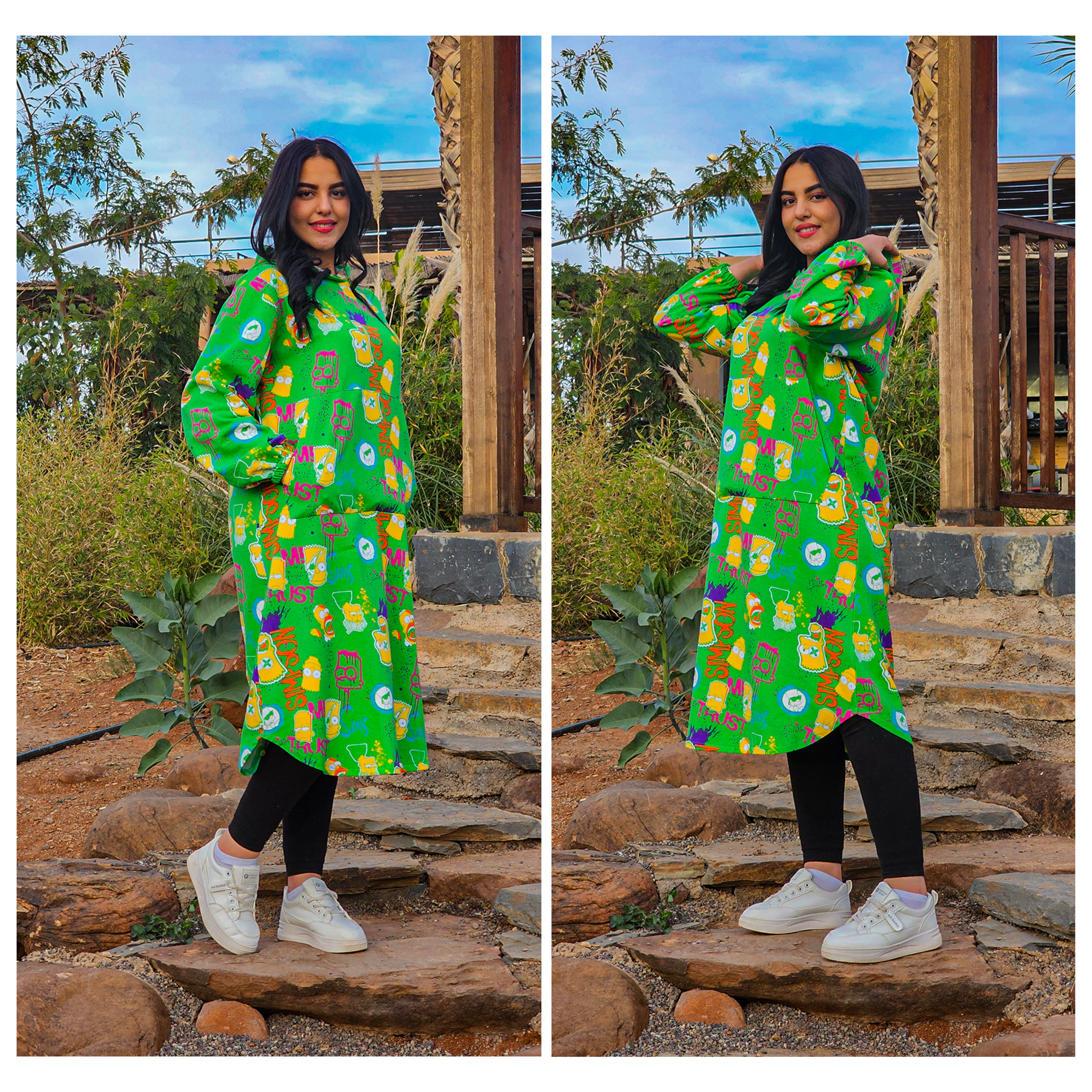 هودي نسائي أوفرسايز برسومات مرِحة – موضة 2026