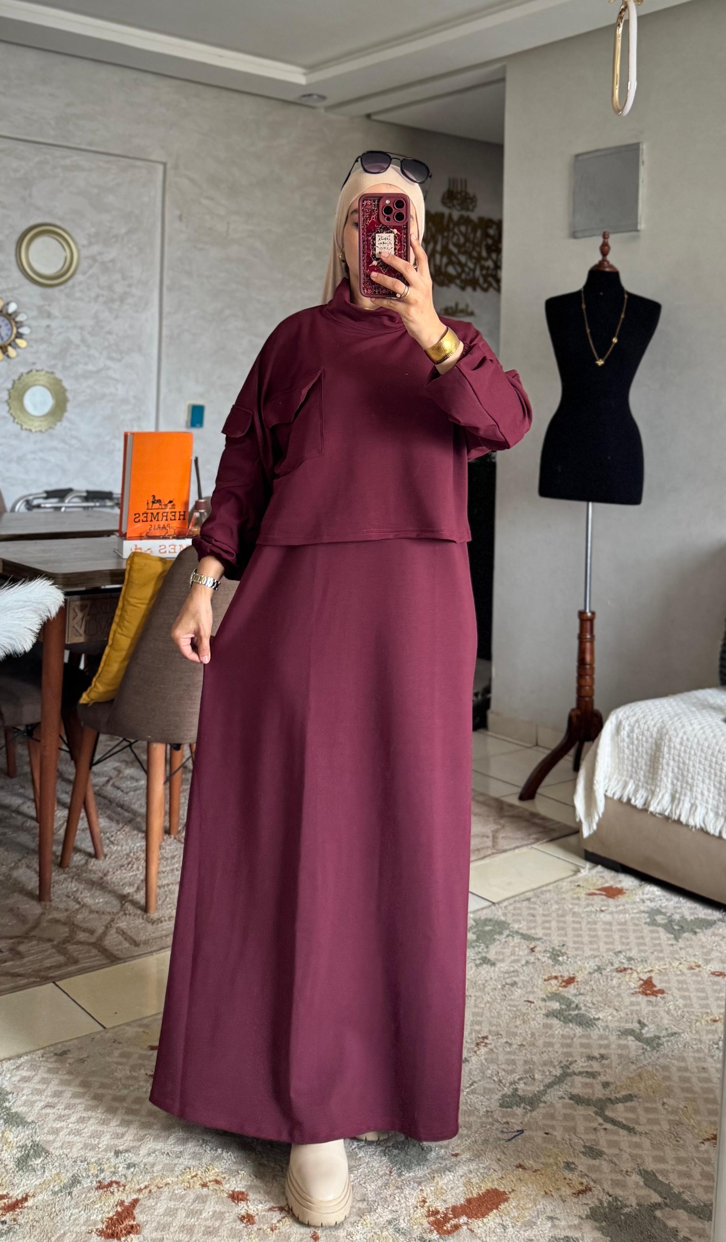 طقم هودي محتشم نسائي — قماش ناعم، قصّة واسعة من M إلى 3XL